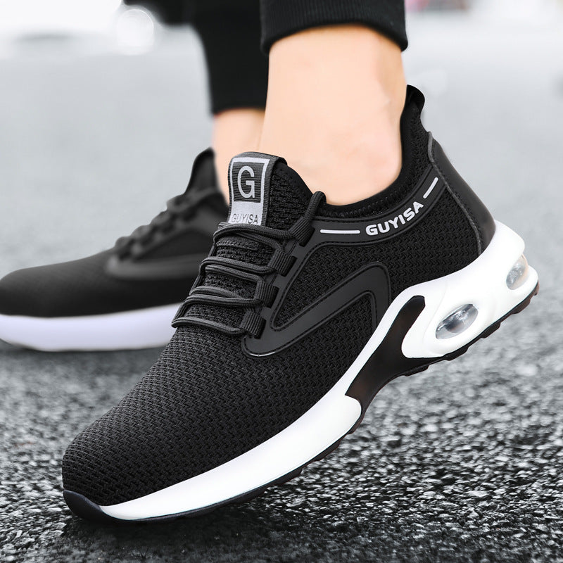 Black Sneakers Men Work Safety Shoes Lightweight For Gym