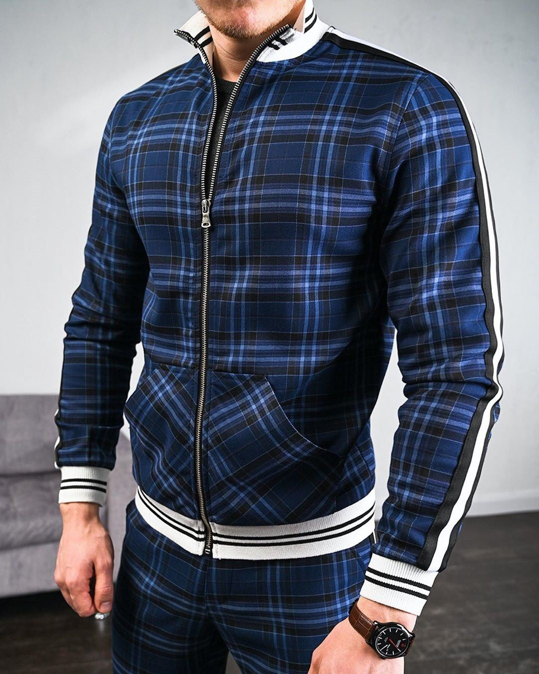 Autumn Men Casual Zipper Jacket Sports Wear Street High collar