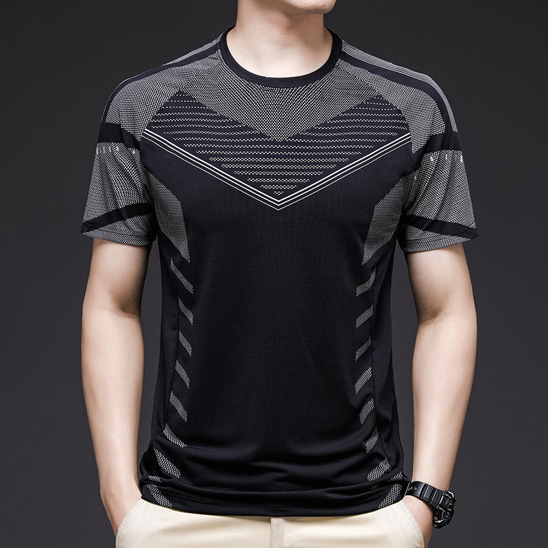 Ice Silk Short Sleeve Summer Running Men''s Elastic
