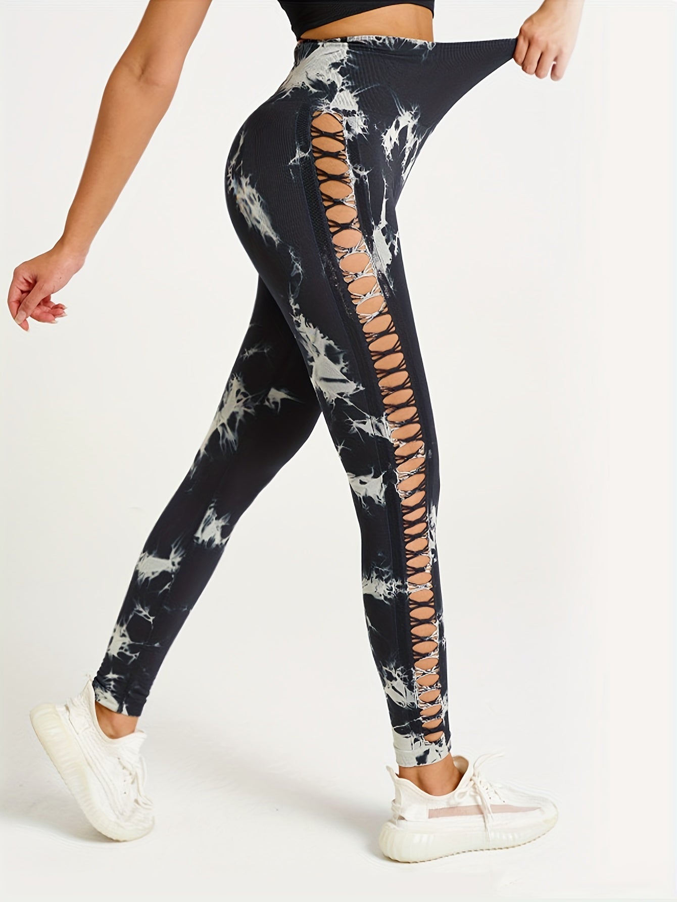 5 Pack Women's Tie-Dye Cutout Yoga Pants High-Waisted Leggings Women's