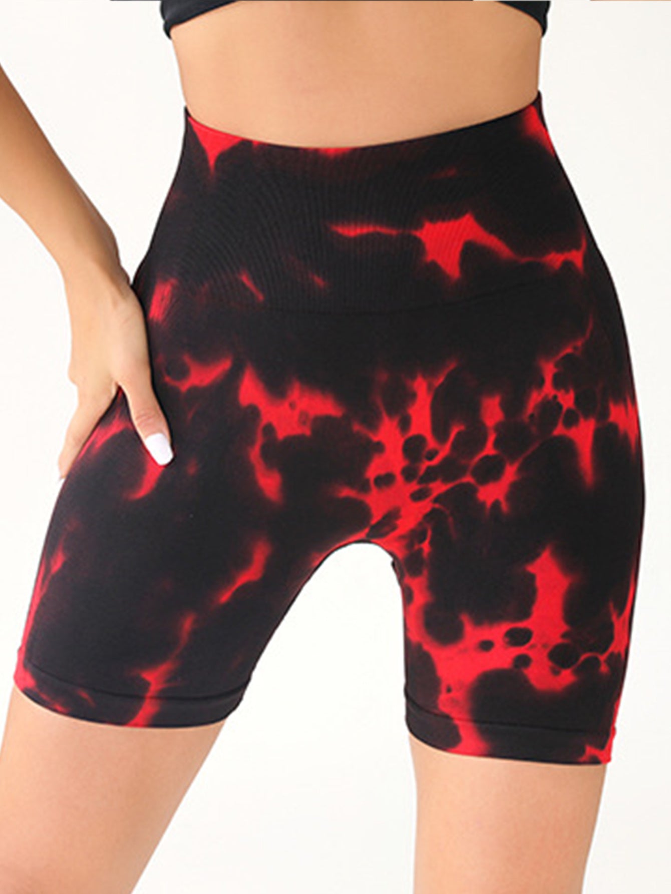 High Waist Tummy Control Yoga Shorts For Women,Tie-Dye Shorts