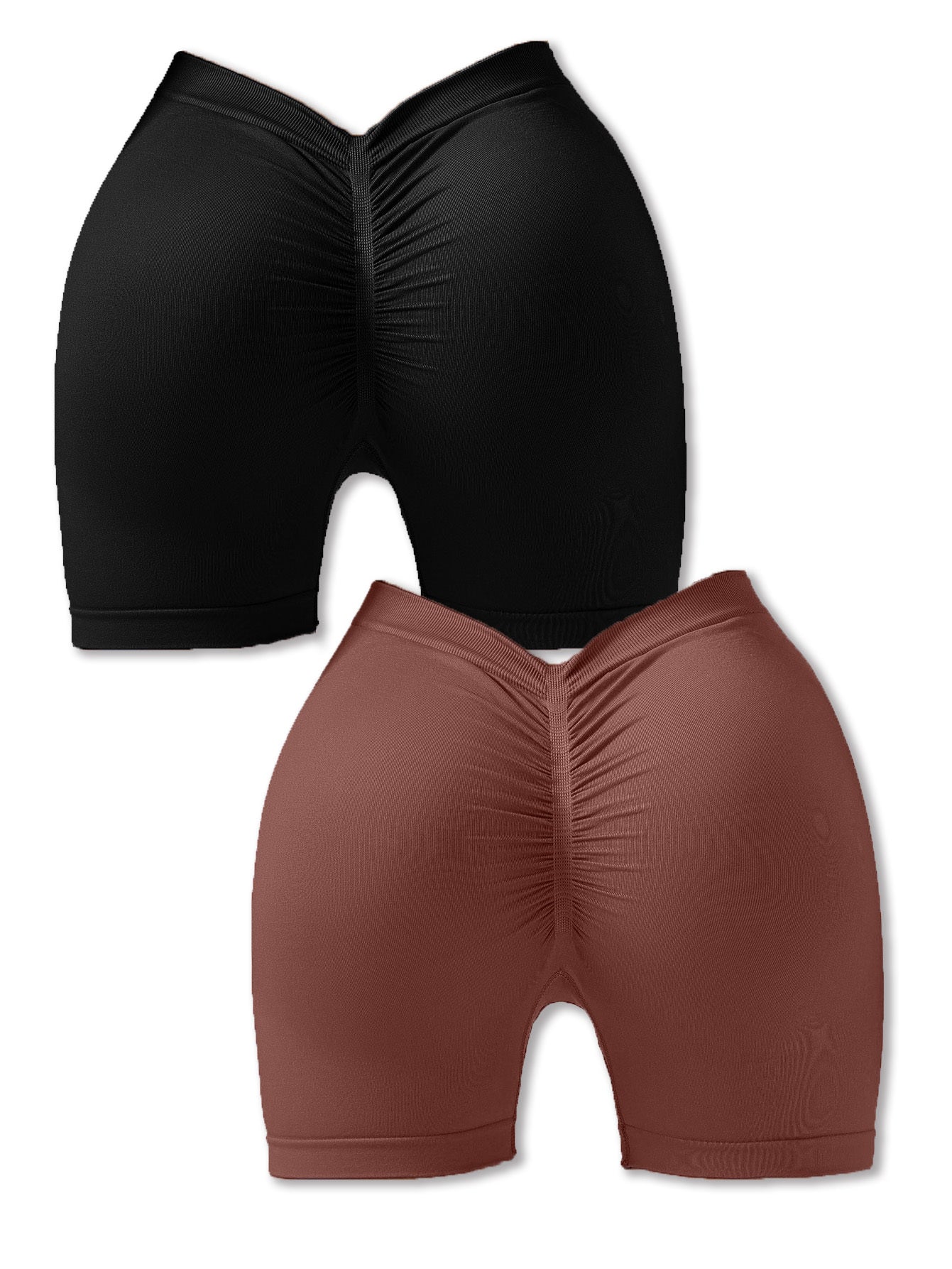 2 Pack Workout Shorts Women Sculpting V-Back Ruched Gym Shorts
