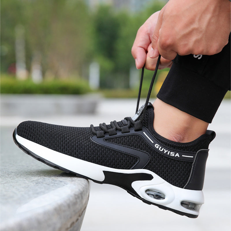 Black Sneakers Men Work Safety Shoes Lightweight For Gym