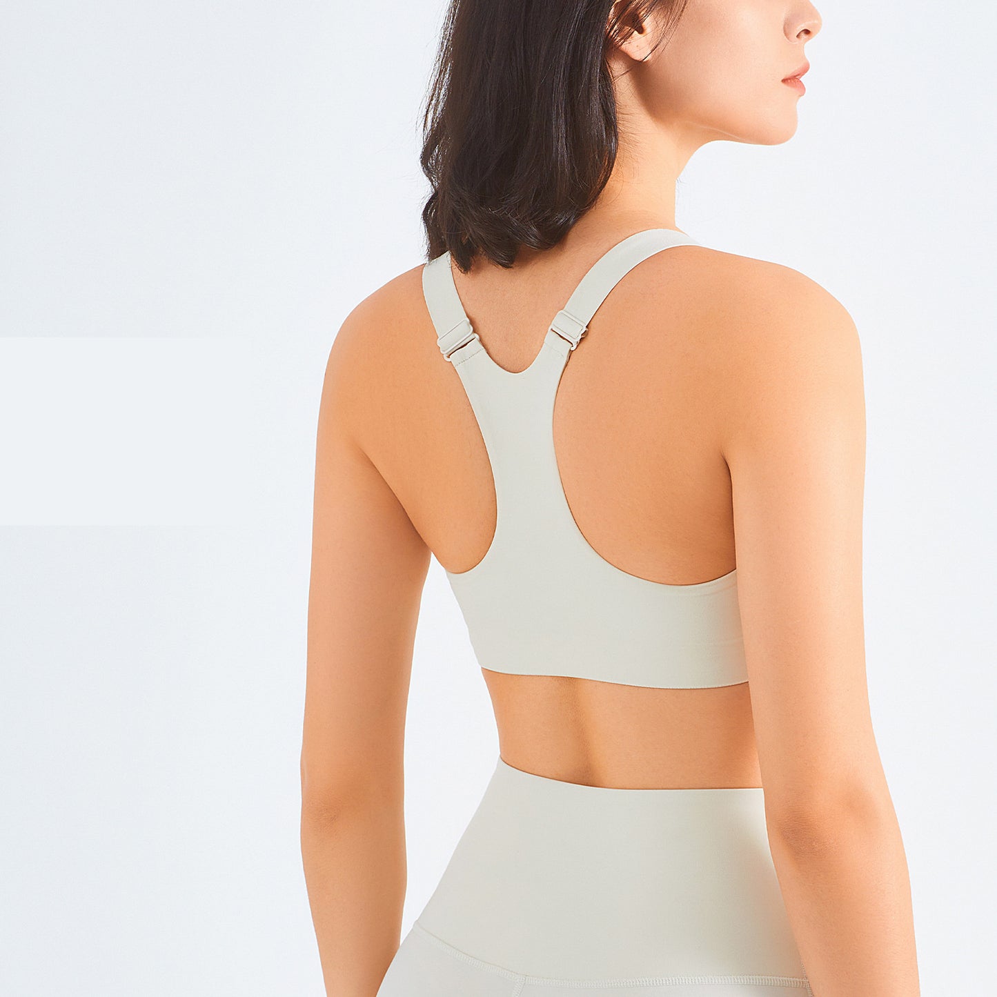 Zip Front Sports Bra Shock Absorption Gather For Women