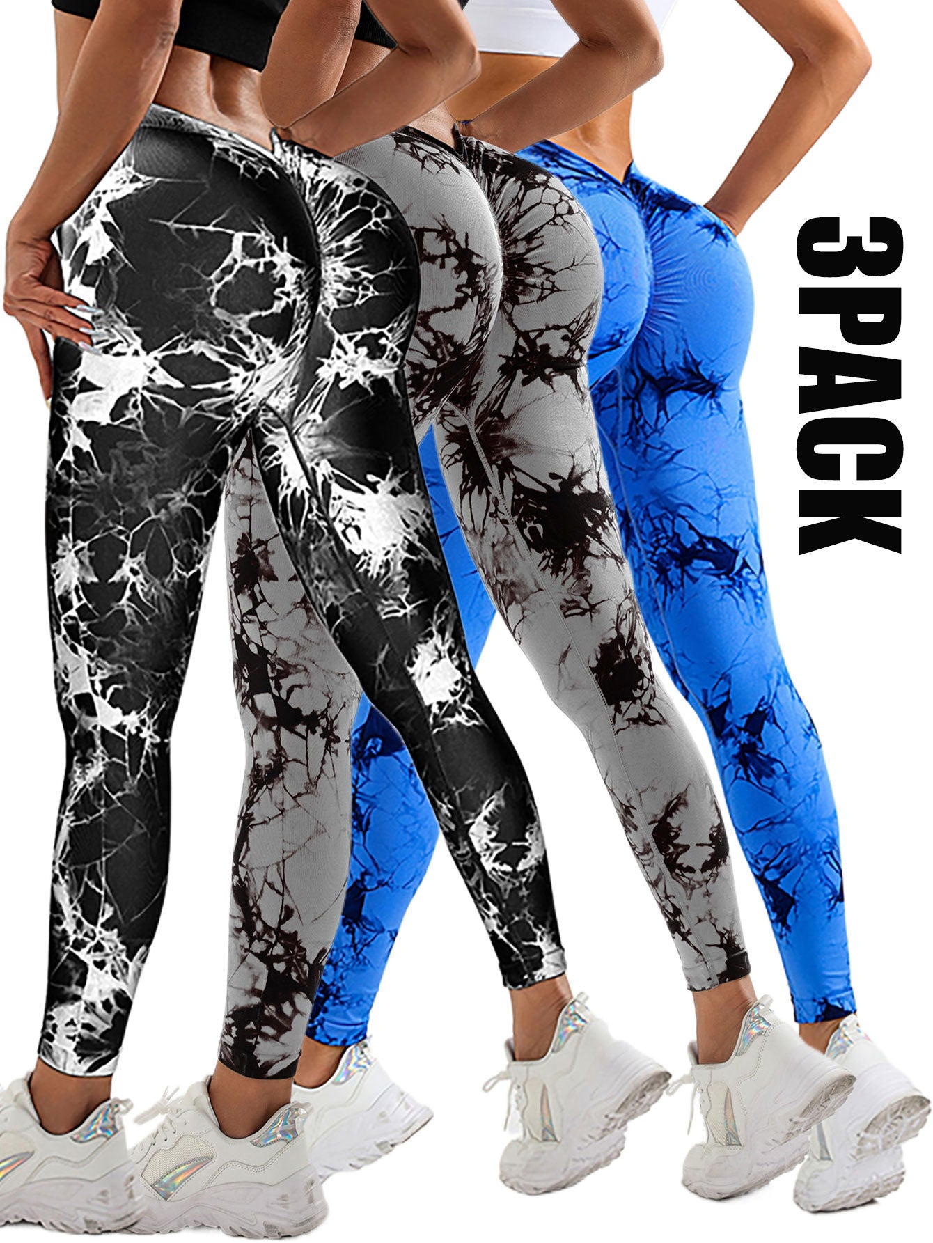 3 Pack Women's Scrunch Workout Leggings High Waisted Butt Lifting
