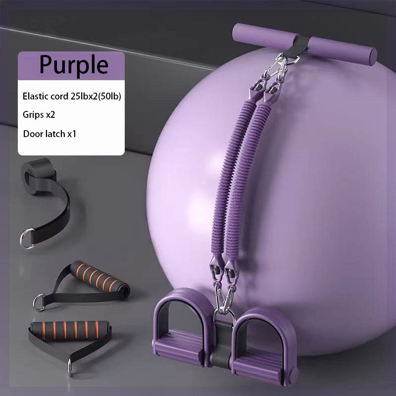 A Set Of Adjustable Resistance Tension Bands With Foot Pedals And Handles