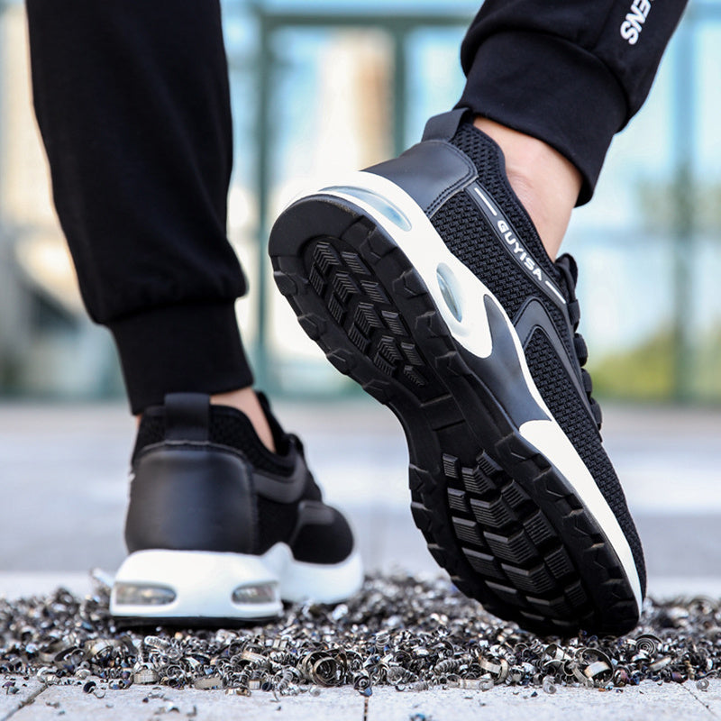 Black Sneakers Men Work Safety Shoes Lightweight For Gym