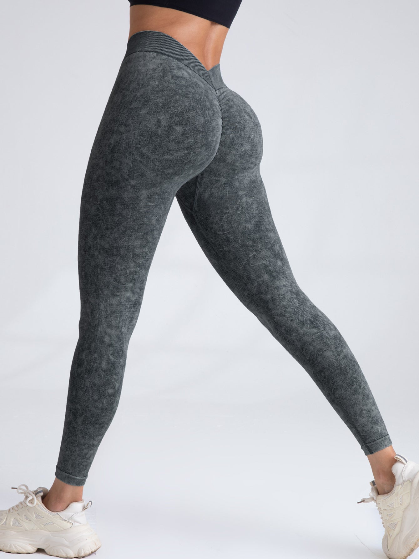 V-Back Scrunch Butt Workout Leggings, Women Seamless Gym Yoga