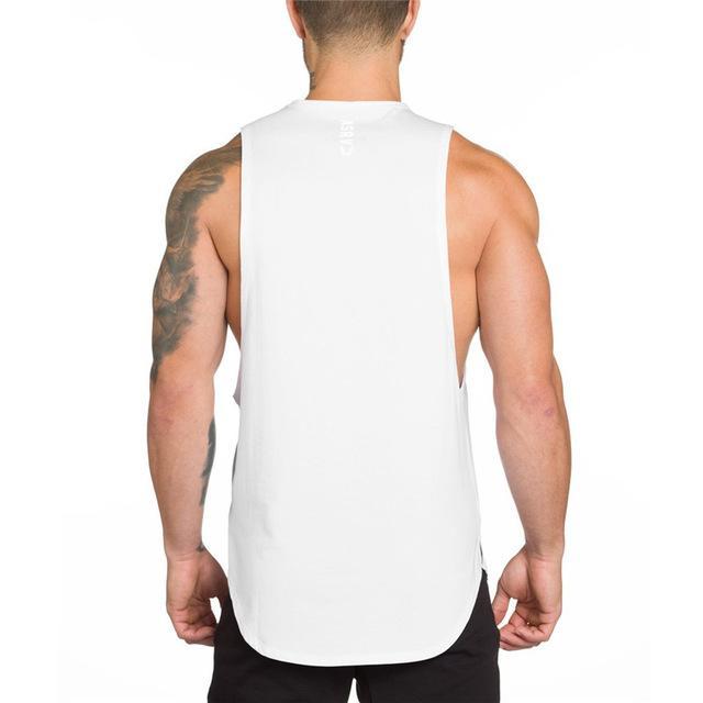 Men Long Tank Muscle Workout T-Shirt Bodybuilding Gym Tops