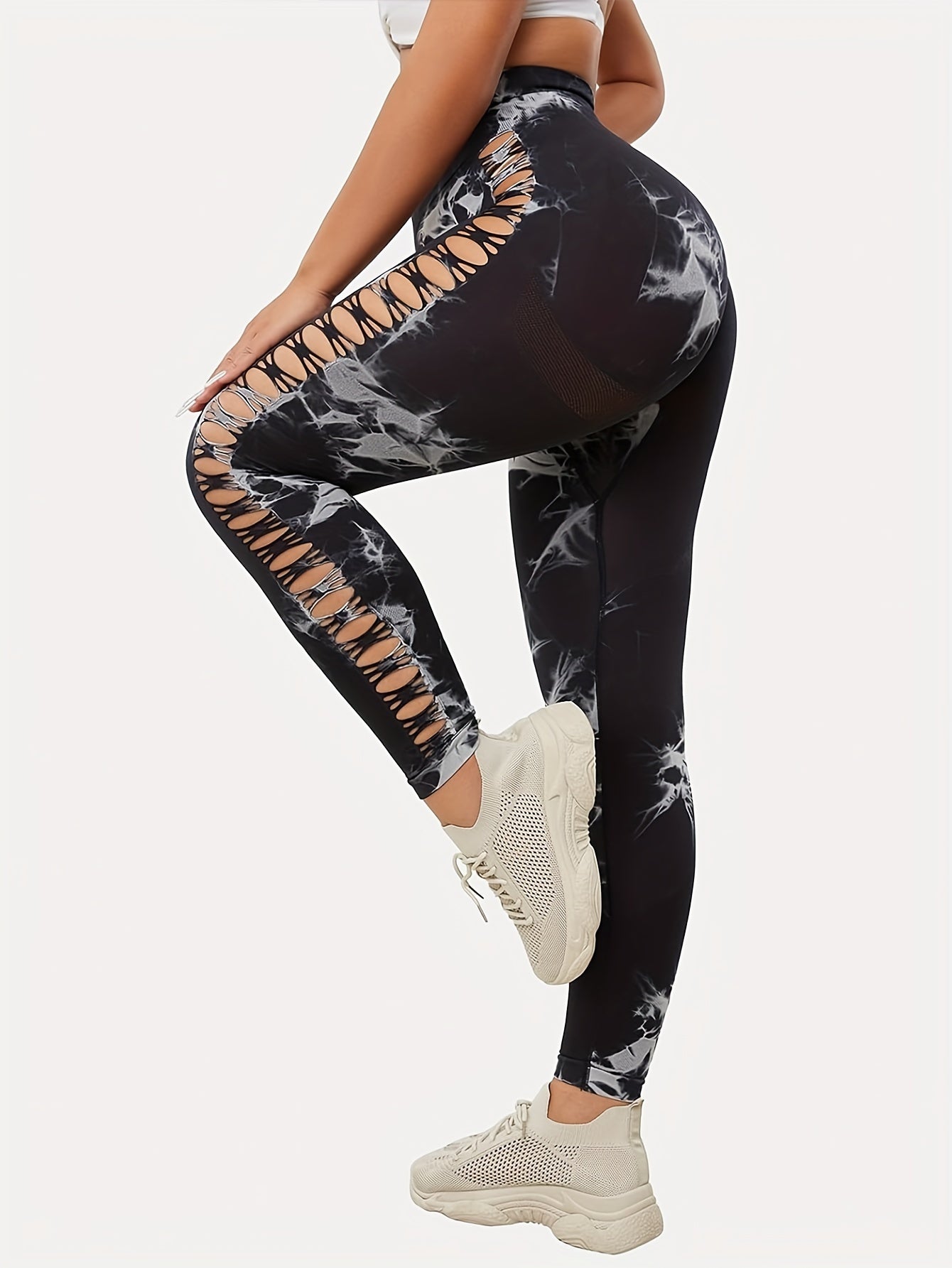 5 Pack Women's Tie-Dye Cutout Yoga Pants High-Waisted Leggings Women's