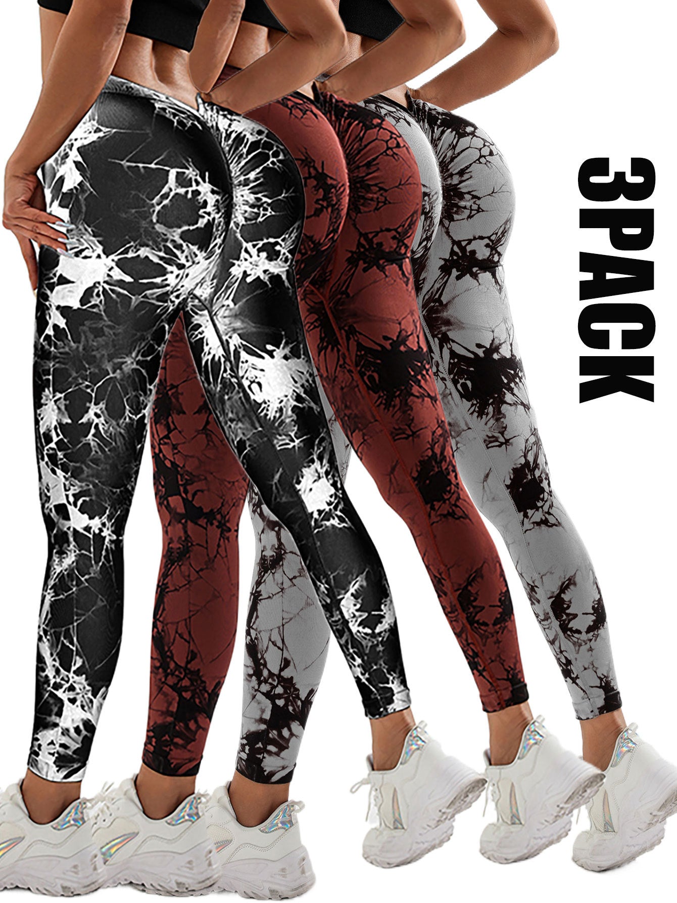 3 Pack Women's Scrunch Workout Leggings High Waisted Butt Lifting