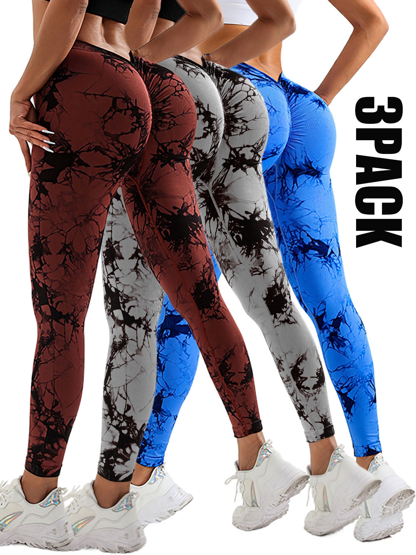 3 Pack Women's Scrunch Workout Leggings High Waisted Butt Lifting