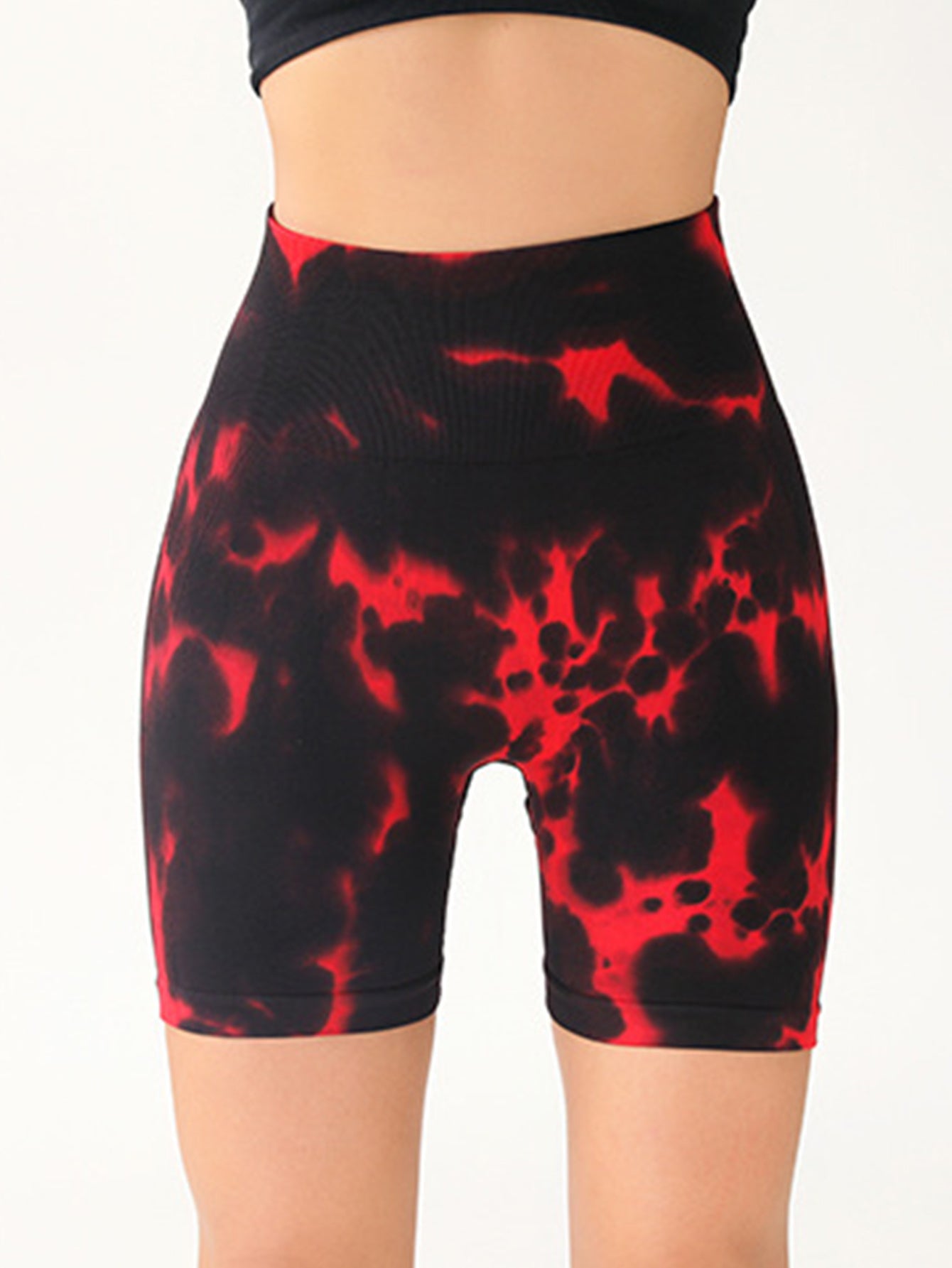 High Waist Tummy Control Yoga Shorts For Women,Tie-Dye Shorts