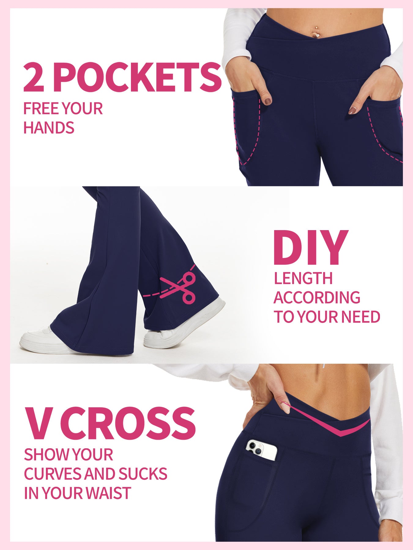 Flare Leggings For Women With Pockets - Crossover Gym Workout