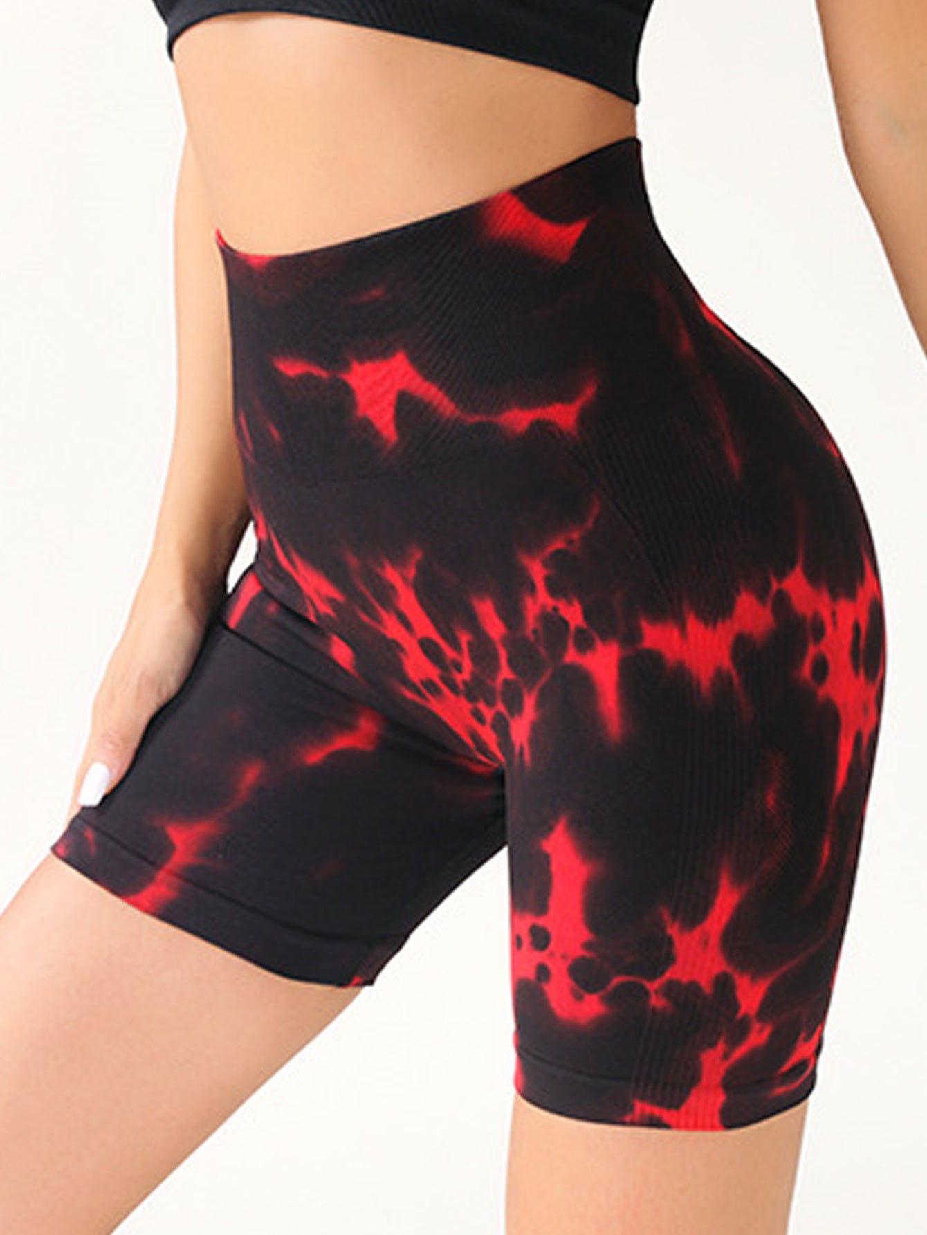 High Waist Tummy Control Yoga Shorts For Women,Tie-Dye Shorts
