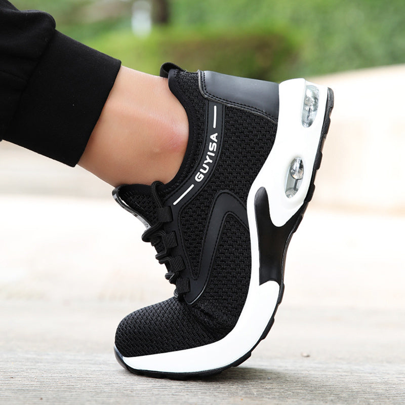 Black Sneakers Men Work Safety Shoes Lightweight For Gym