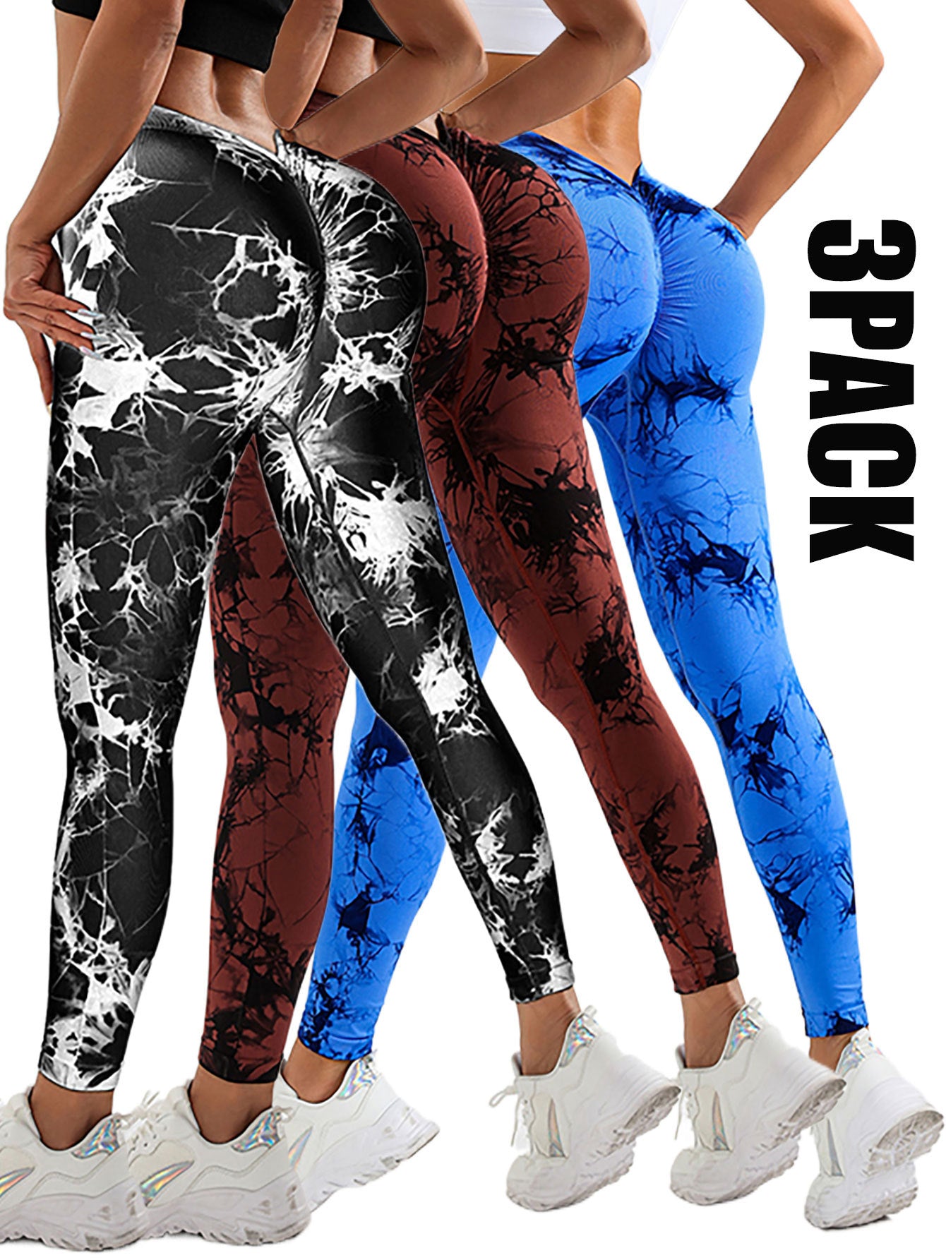 3 Pack Women's Scrunch Workout Leggings High Waisted Butt Lifting