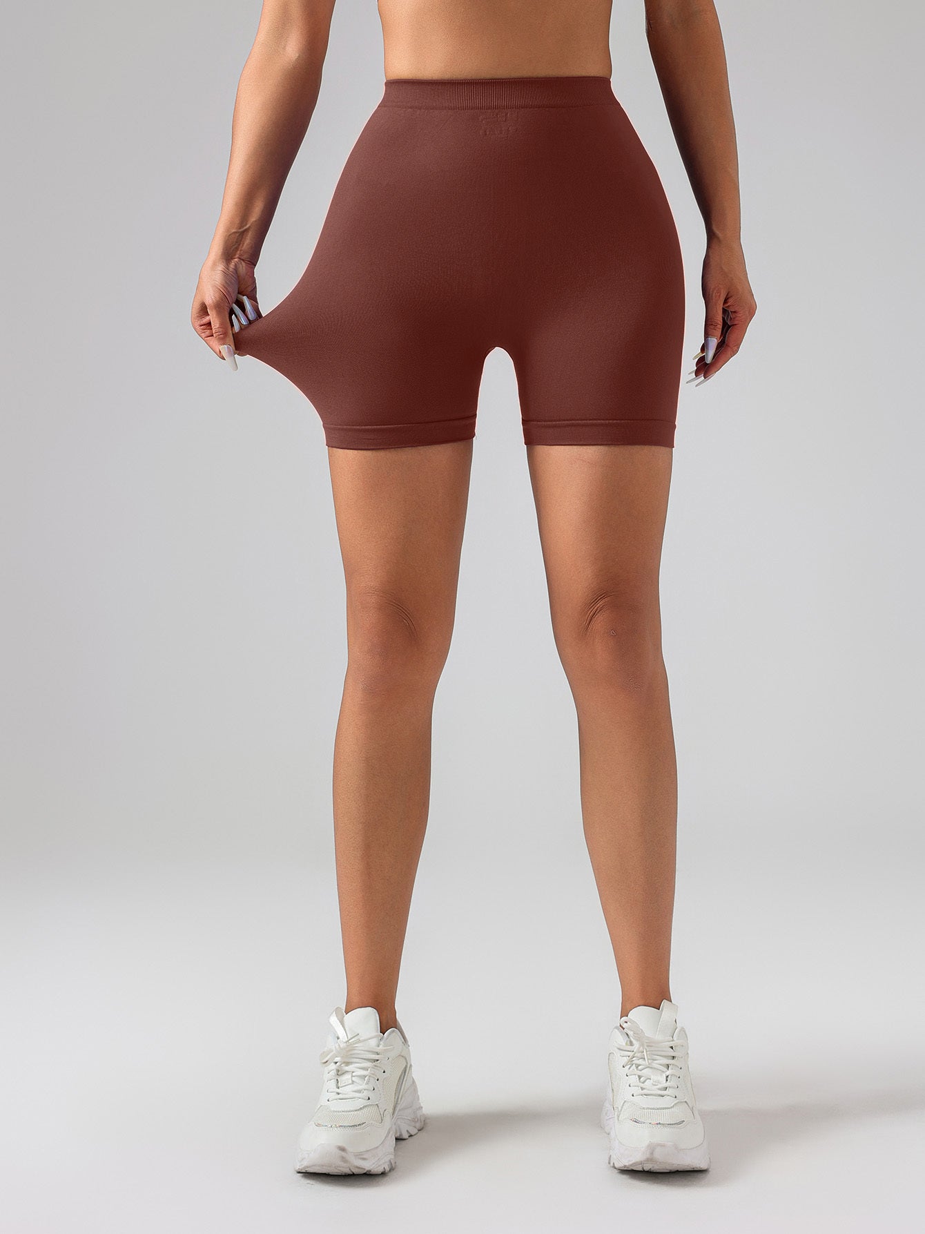 Female V-shape Waist Scrunch Elastic Tight High-rise Shorts
