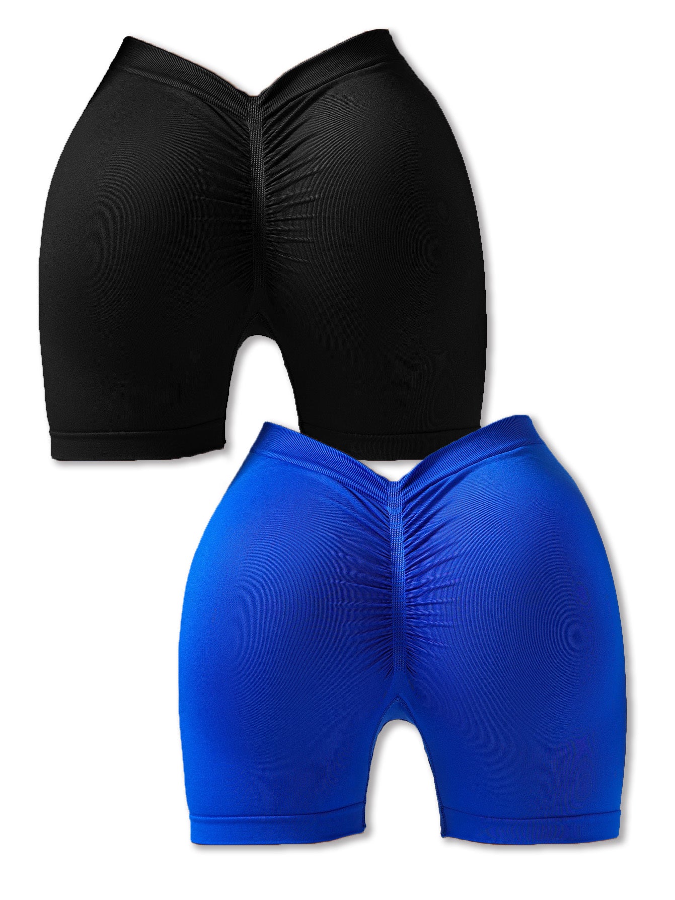 2 Pack Workout Shorts Women Sculpting V-Back Ruched Gym Shorts