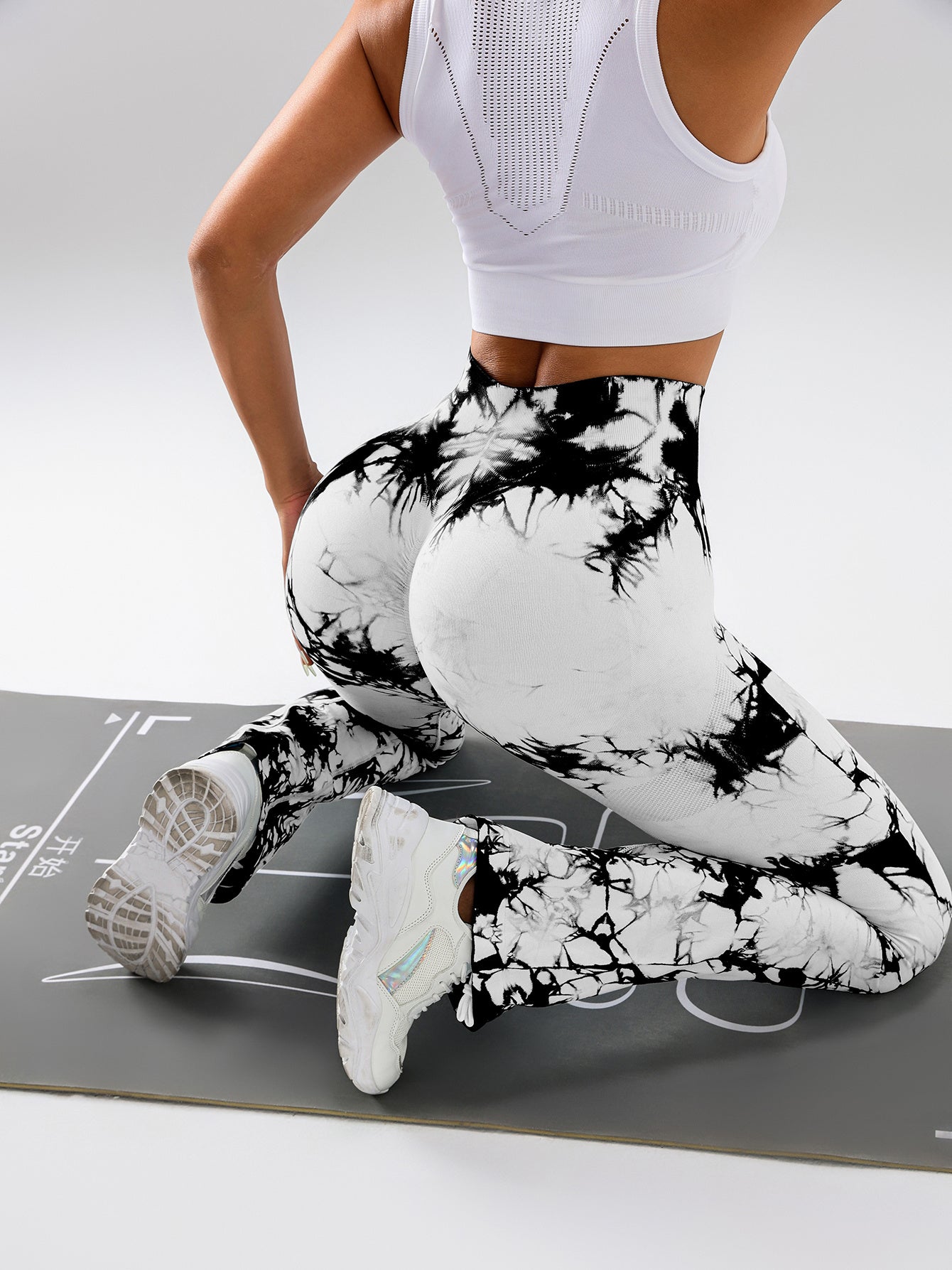 2 Pack Tie Dyed High Waisted Flared Butt-lifting Fitness Sports Women's Yoga