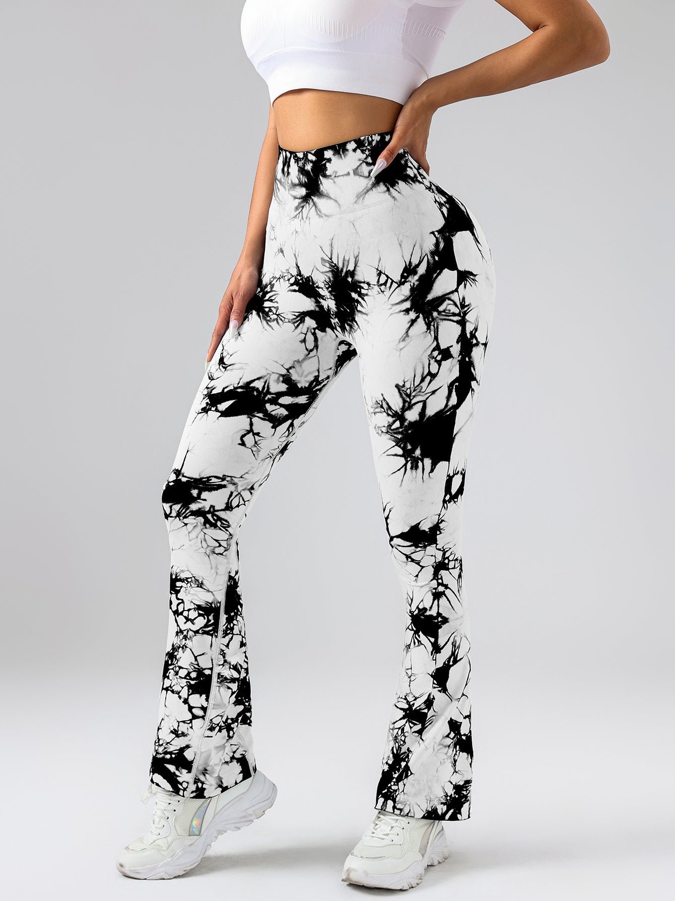2 Pack Tie Dyed High Waisted Flared Butt-lifting Fitness Sports Women's Yoga