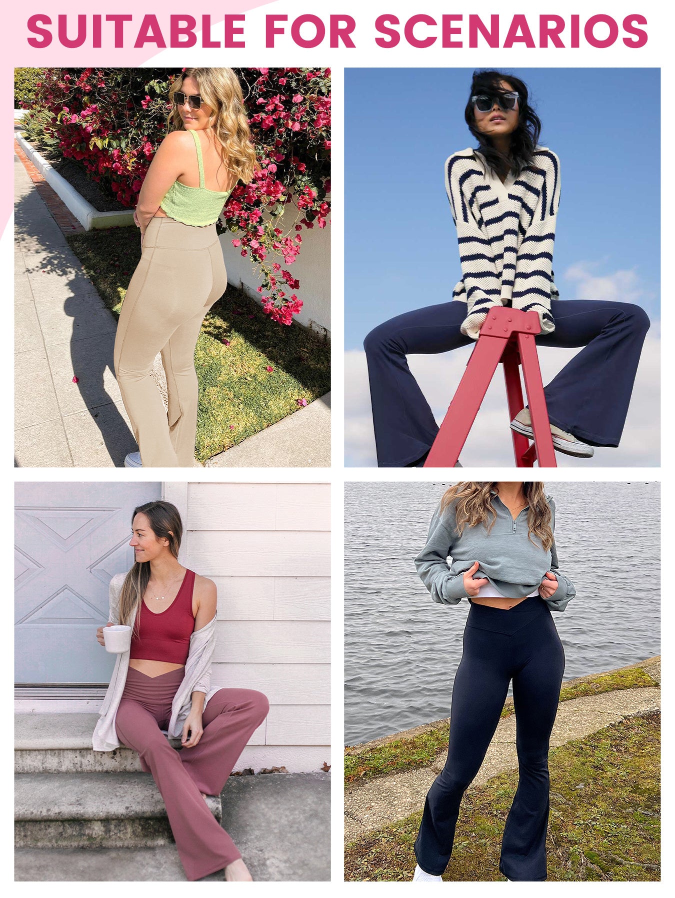 Flare Leggings For Women With Pockets - Crossover Gym Workout