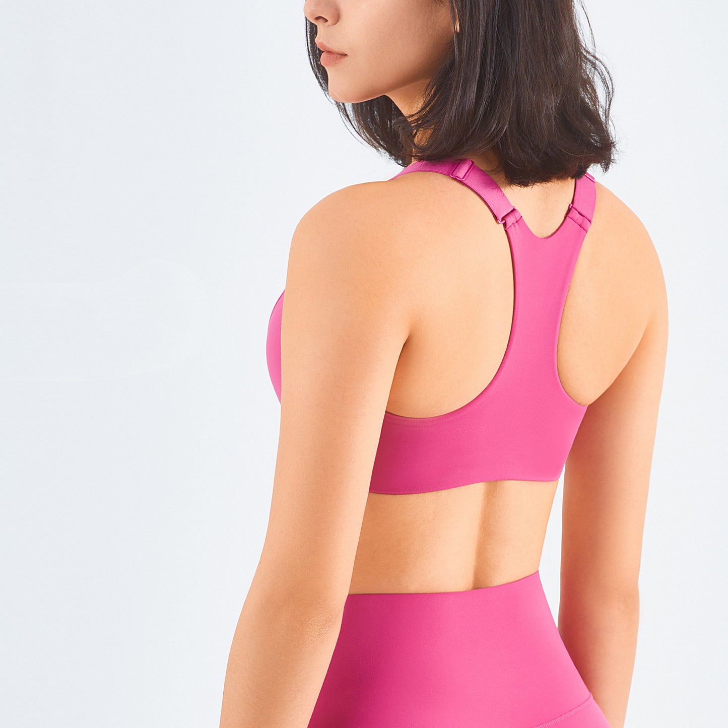 Zip Front Sports Bra Shock Absorption Gather For Women
