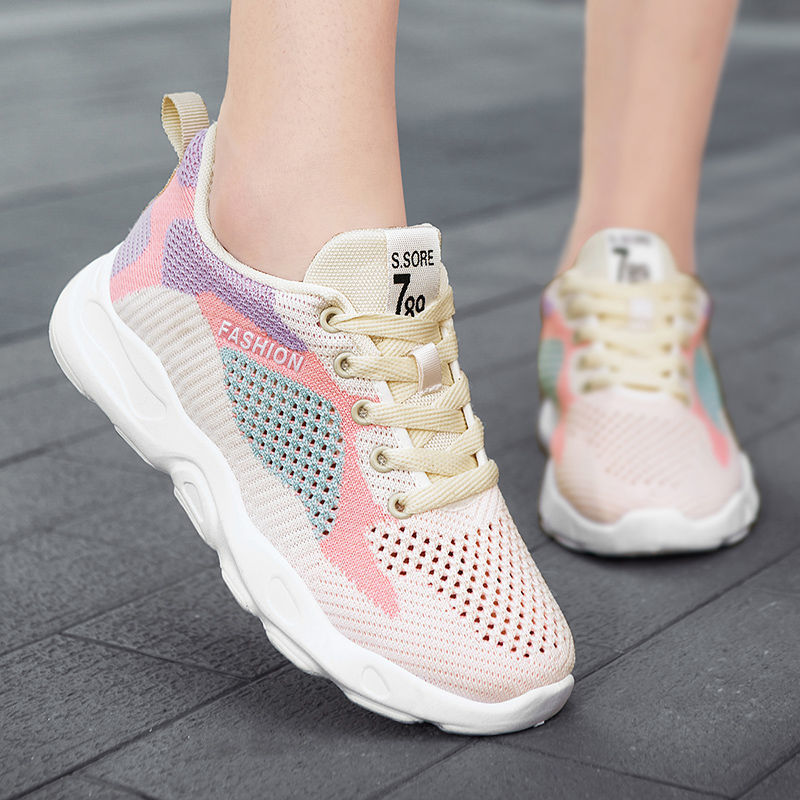 Casual Colorblock Lace-up Sneakers Women Running Shoes