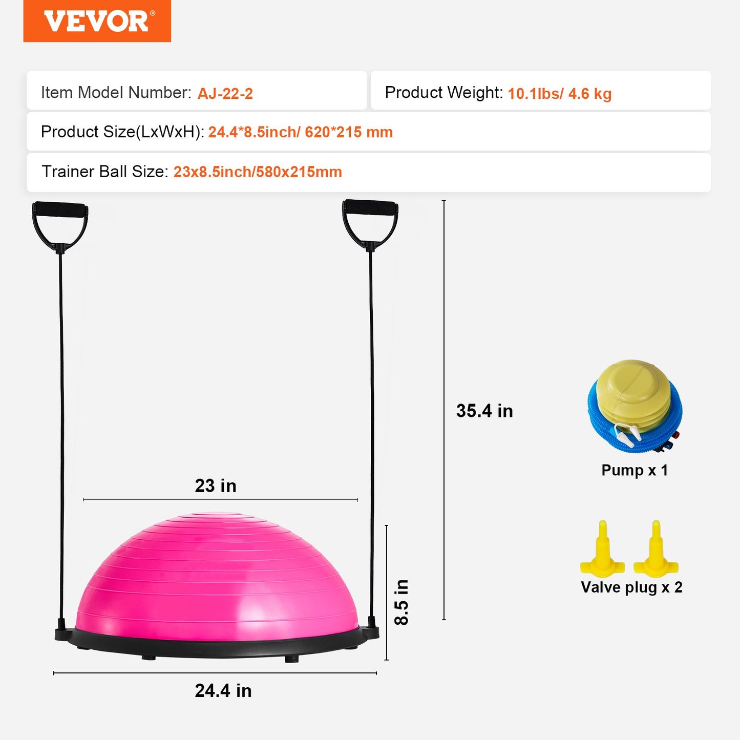 VEVOR Half Exercise Ball Trainer, 23 Inch Balance Ball Trainer