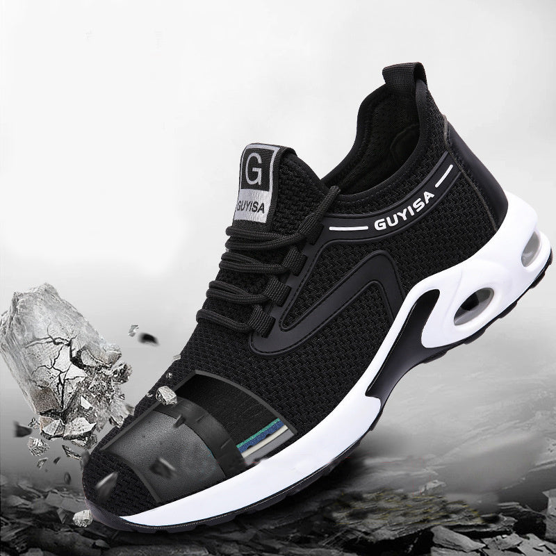 Black Sneakers Men Work Safety Shoes Lightweight For Gym