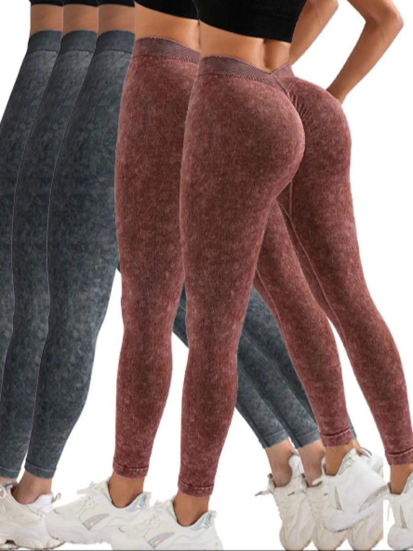 5 Pack V-Back Scrunch Butt Workout Leggings Women Gym Yoga