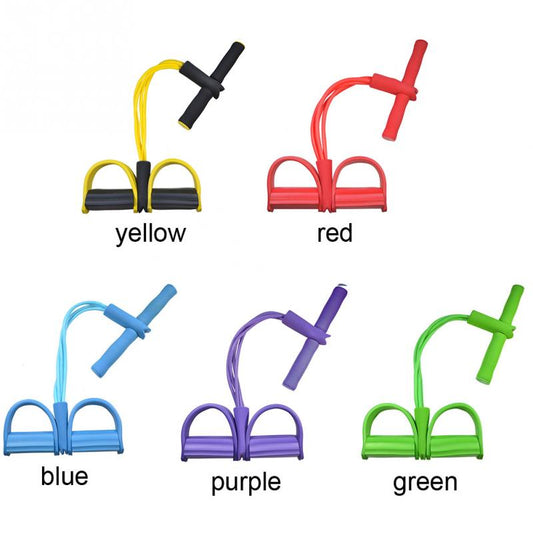 Natural Latex Foot Pedal Elastic Pull Rope with Handle Fitness