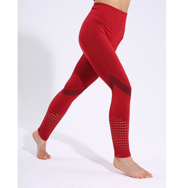 Hollow Yoga Leggings Women High Waist Push Up Sport Pants