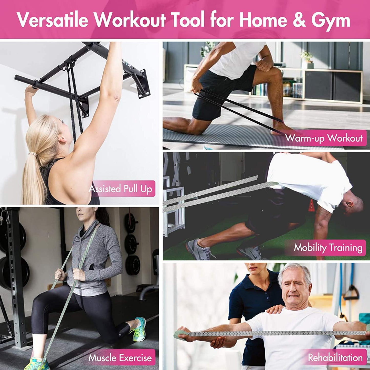 Long Resistance Loop Band Set Unisex Fitness Yoga