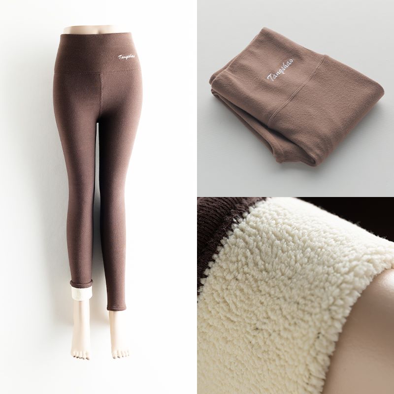Women Thick Fleece Legging High Waist Letters Legging
