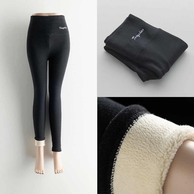 Women Thick Fleece Legging High Waist Letters Legging