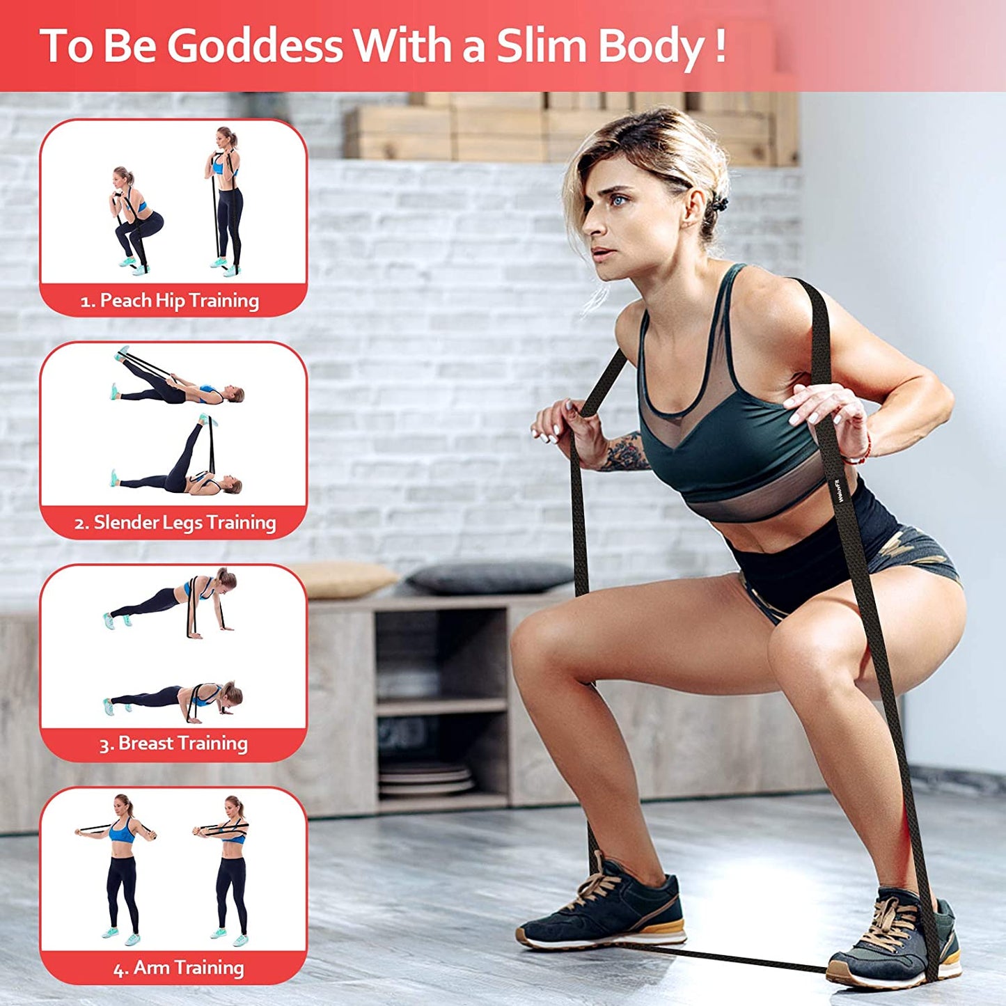 Long Resistance Loop Band Set Unisex Fitness Yoga