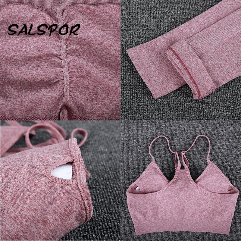 Seamless Booty Leggings Women Gym Two Piece Set