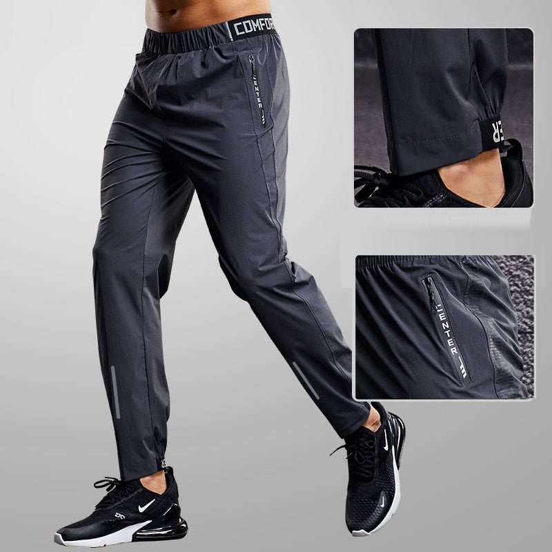 Quick Drying Sport Pants Men Running Pants With Zipper