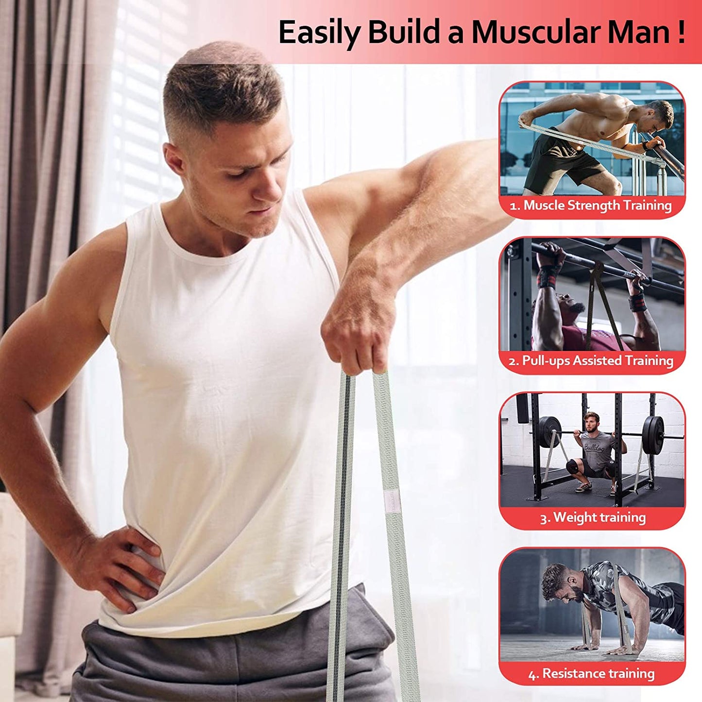 Long Resistance Loop Band Set Unisex Fitness Yoga