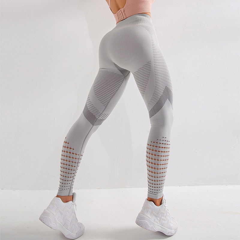 Hollow Yoga Leggings Women High Waist Push Up Sport Pants