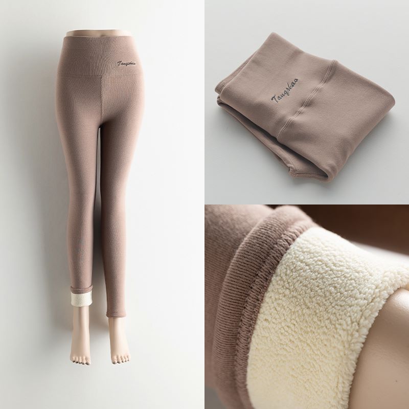 Women Thick Fleece Legging High Waist Letters Legging