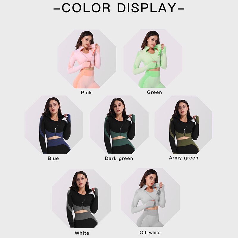 Yoga set seamless women sportswear yoga coat