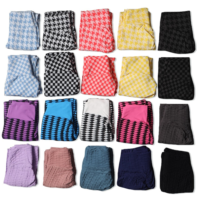 New Plaid Leggings Women Pants Yoga Gym Fitness