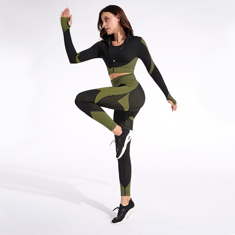 Yoga set seamless women sportswear yoga coat