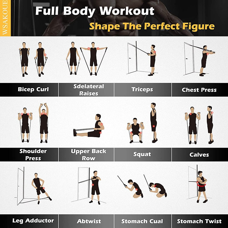 Resistance Bands Set 7 Piece Exercise Band Portable