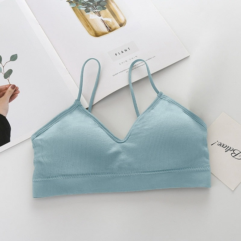 Cotton Sports Bras Top Women Push Up Solid Sports Bra