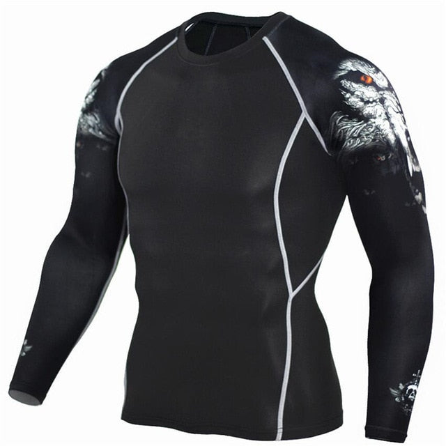 Sportwear Rashgard Sport Shirt Men Compression Pants Punisher Gym Running Shirt Men Fitness Leggings Clothes Tight Suit