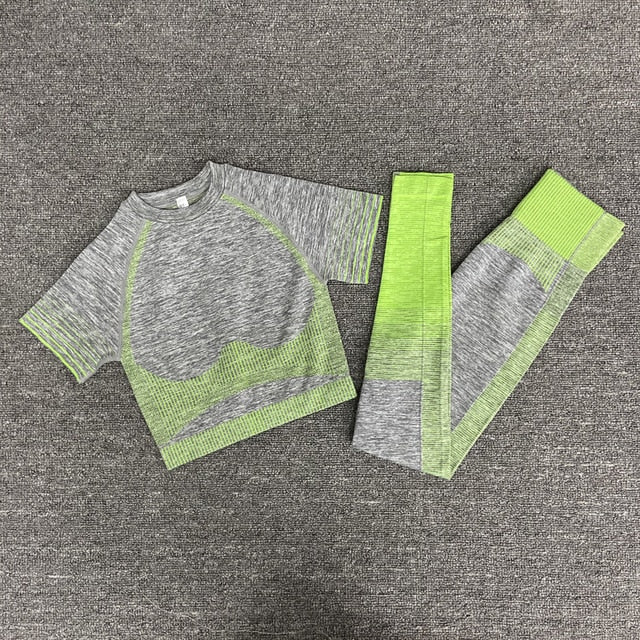 Women Yoga Sets Yoga Short Sleeve High Waist Sport