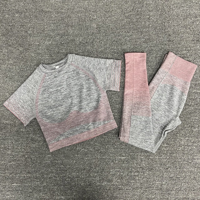 Women Yoga Sets Yoga Short Sleeve High Waist Sport